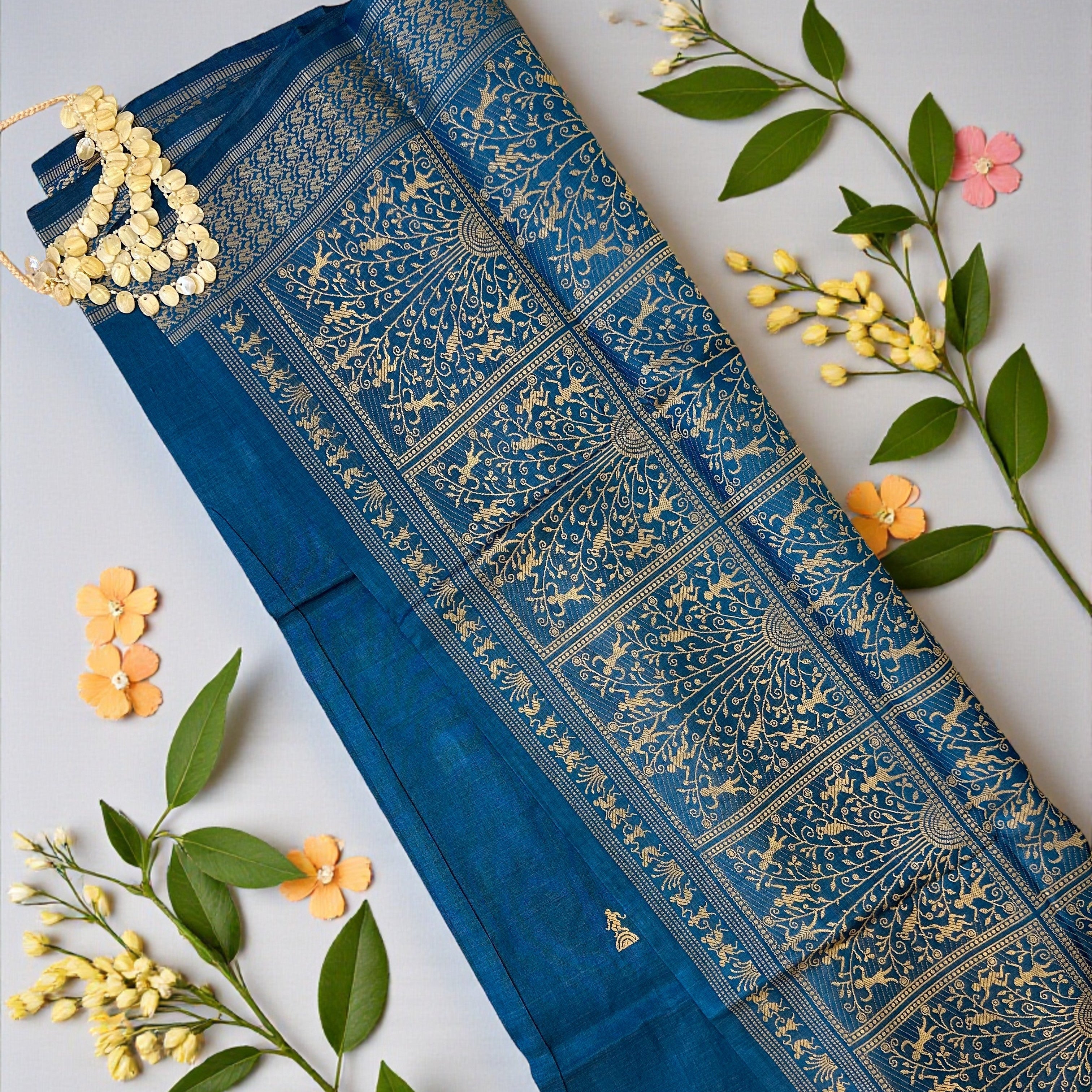Bastar work Blue Saree