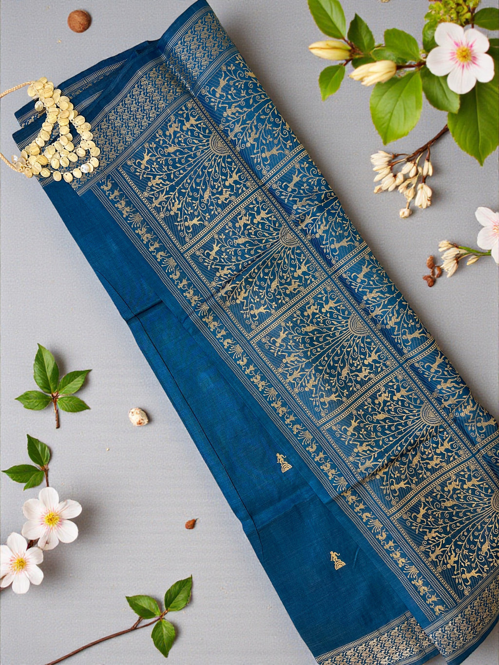 Bastar work Blue Saree