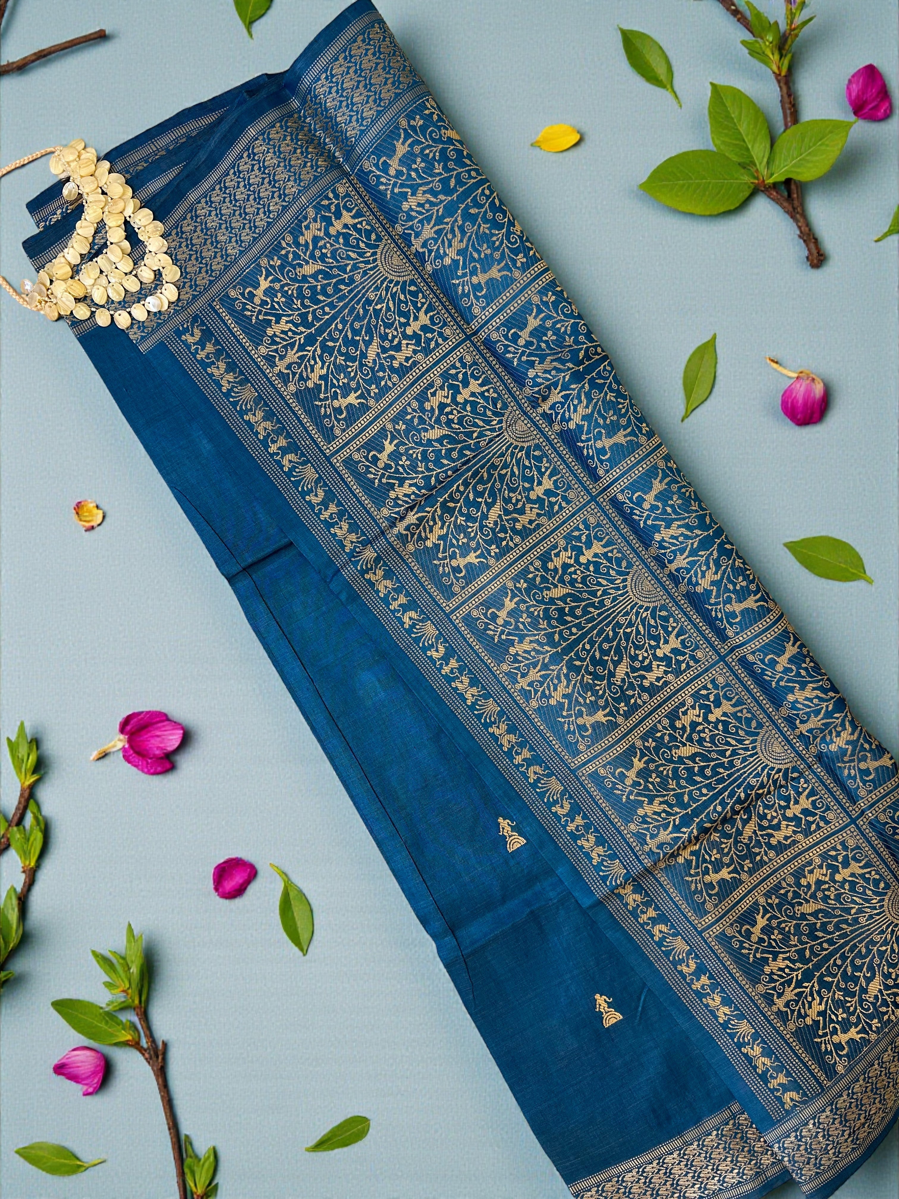 Bastar work Blue Saree