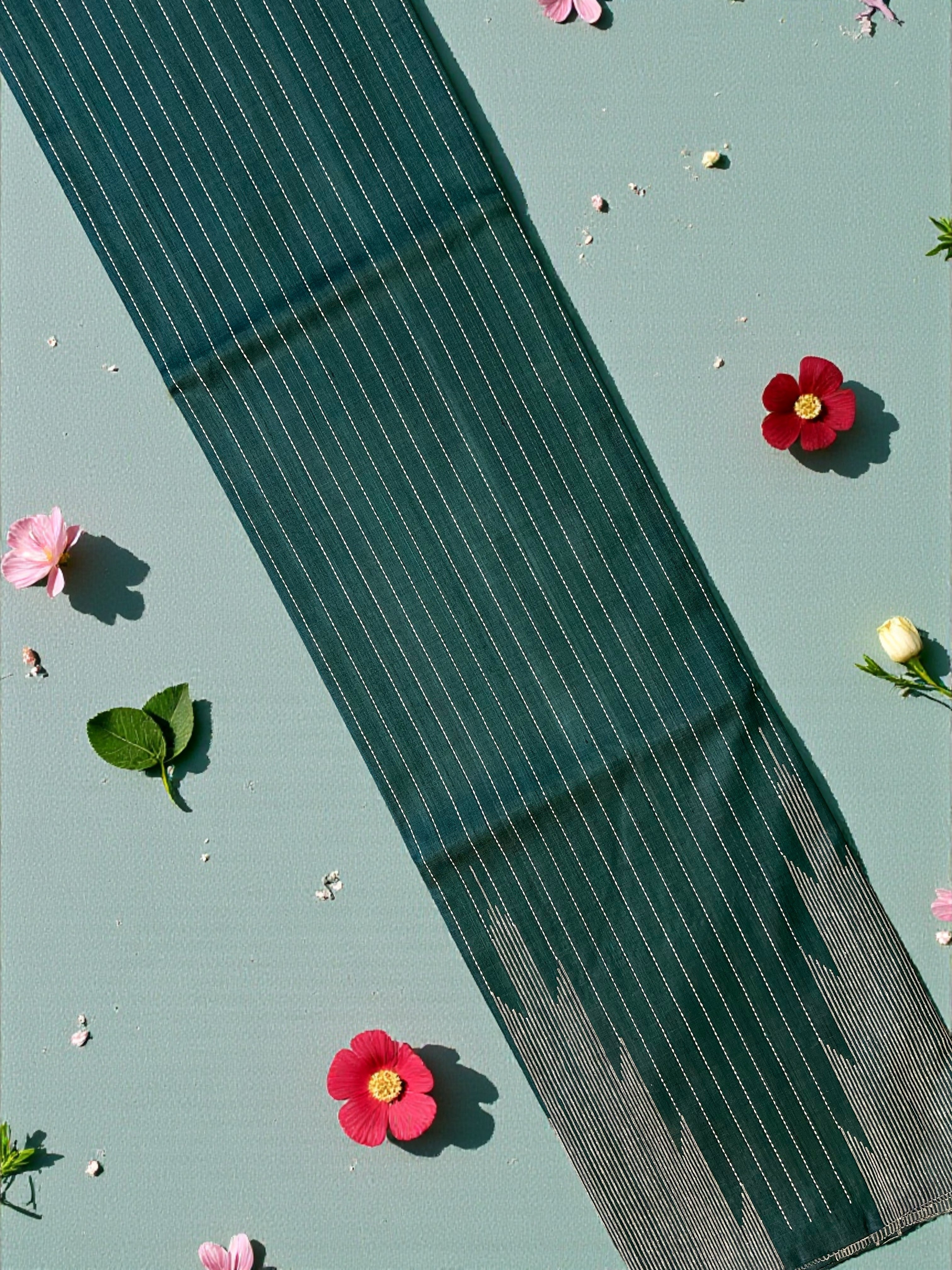 Temple work Green Saree