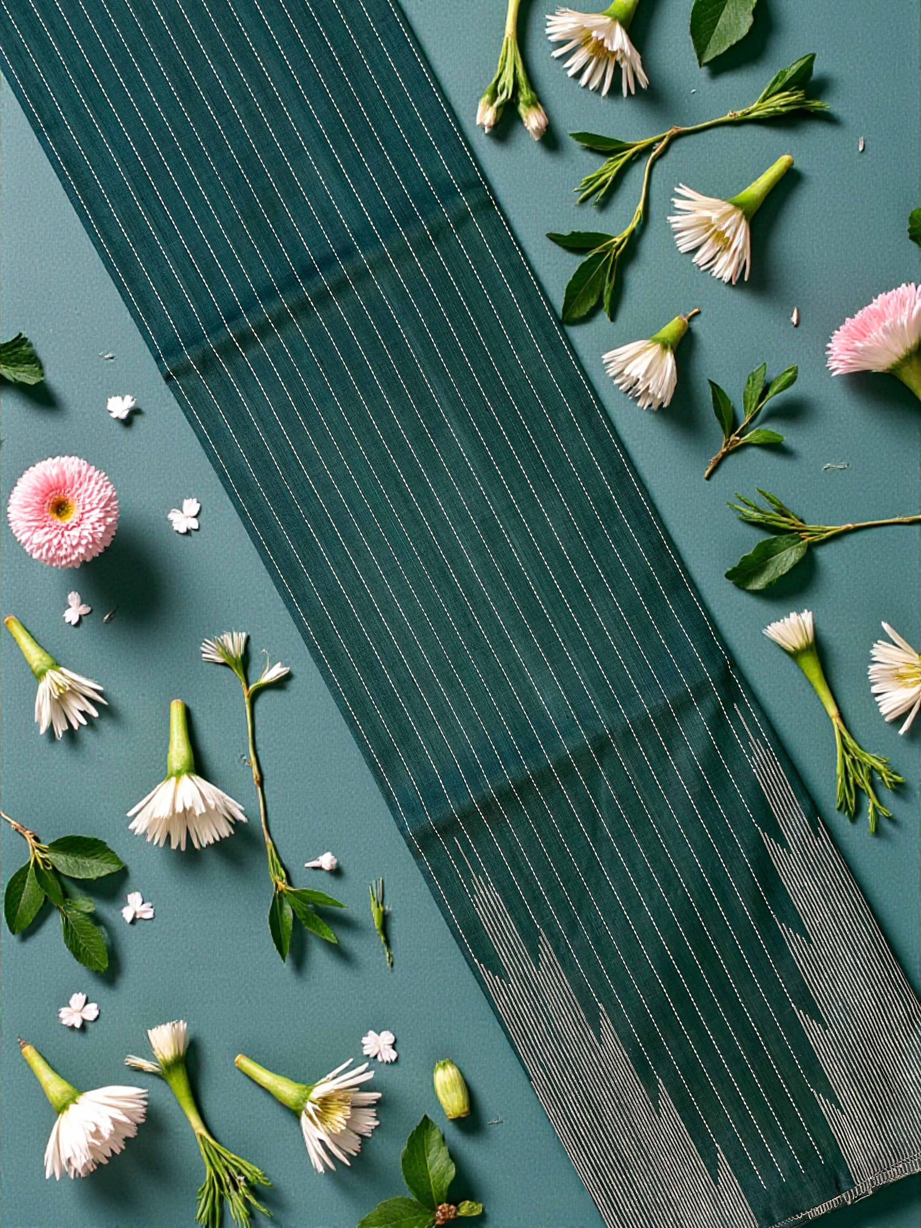 Temple work Green Saree