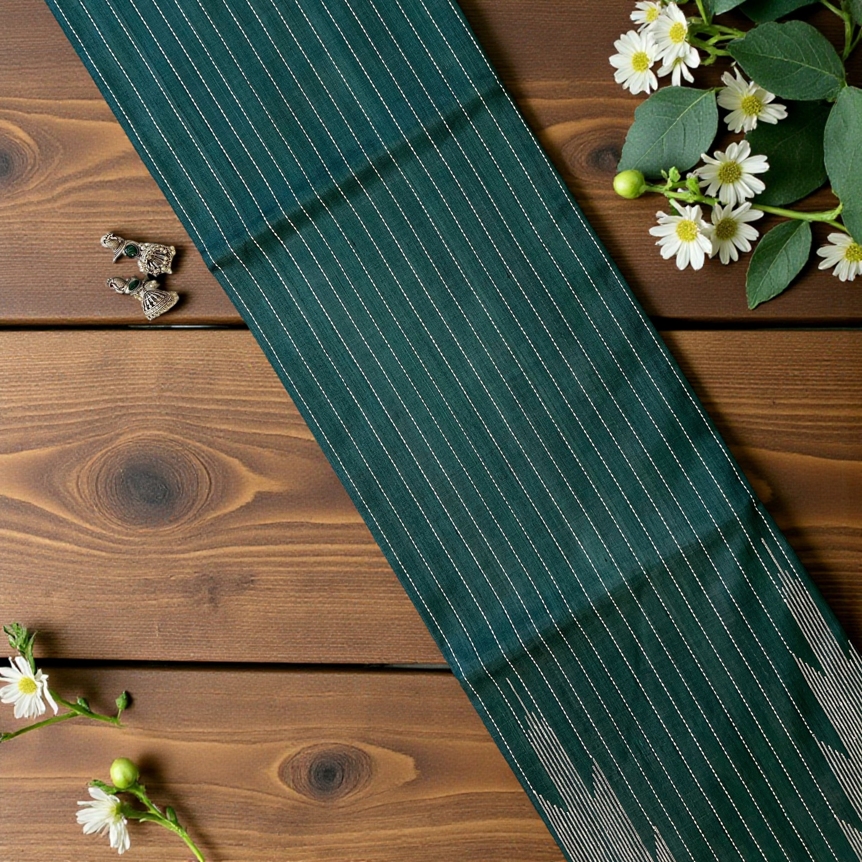 Temple work Green Saree