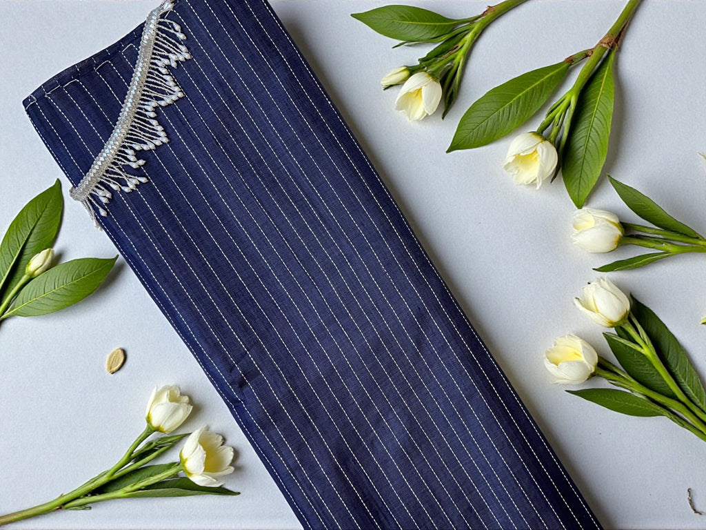 Temple work Indigo Saree