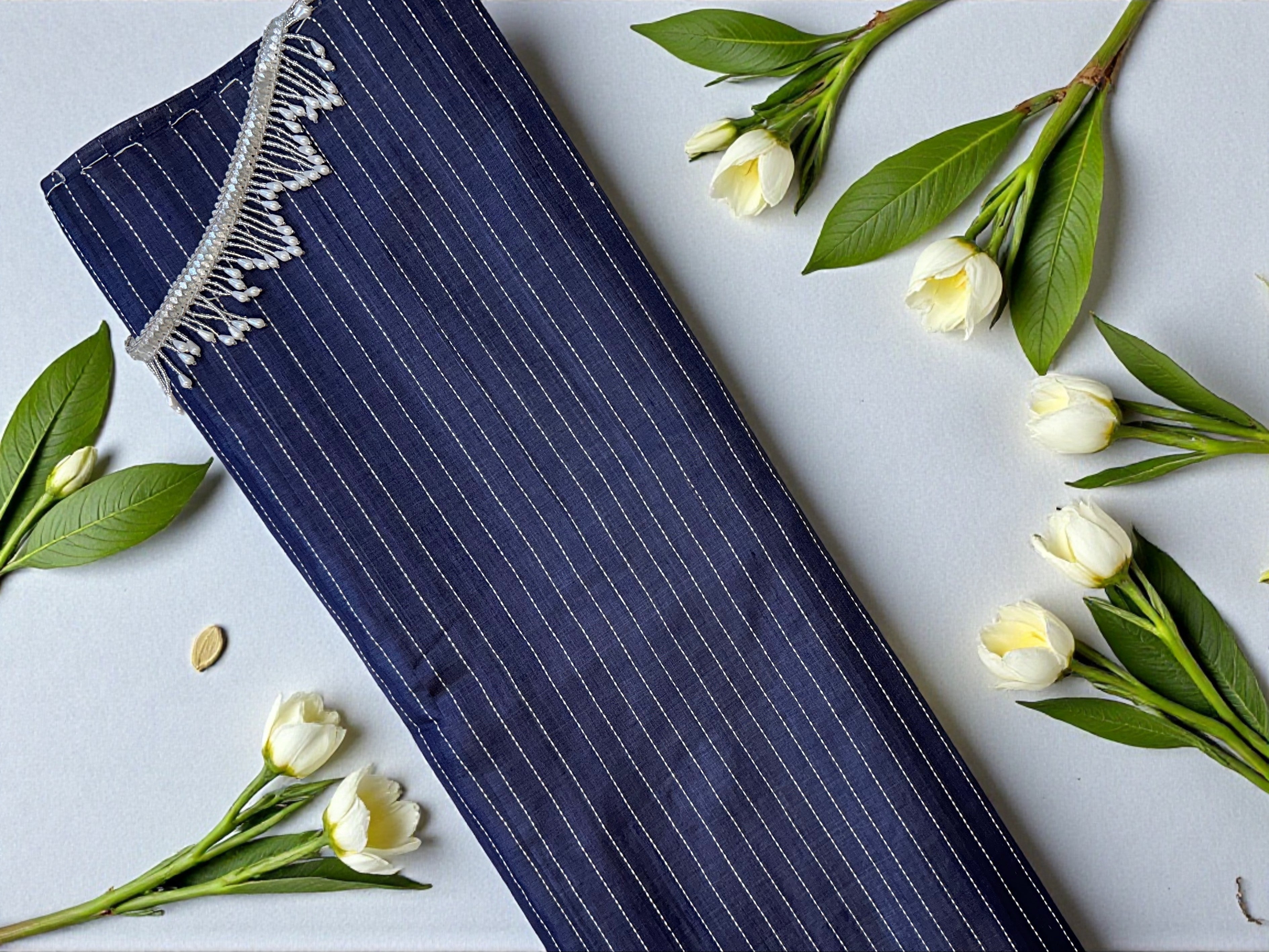 Temple work Indigo Saree