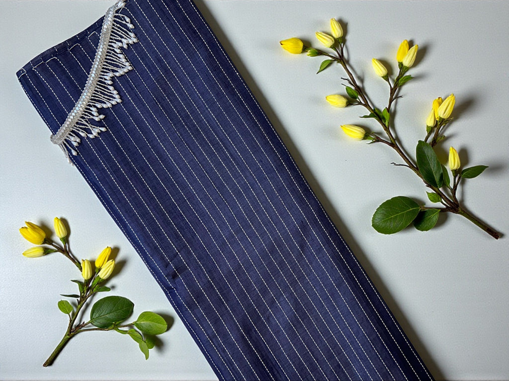 Temple work Indigo Saree