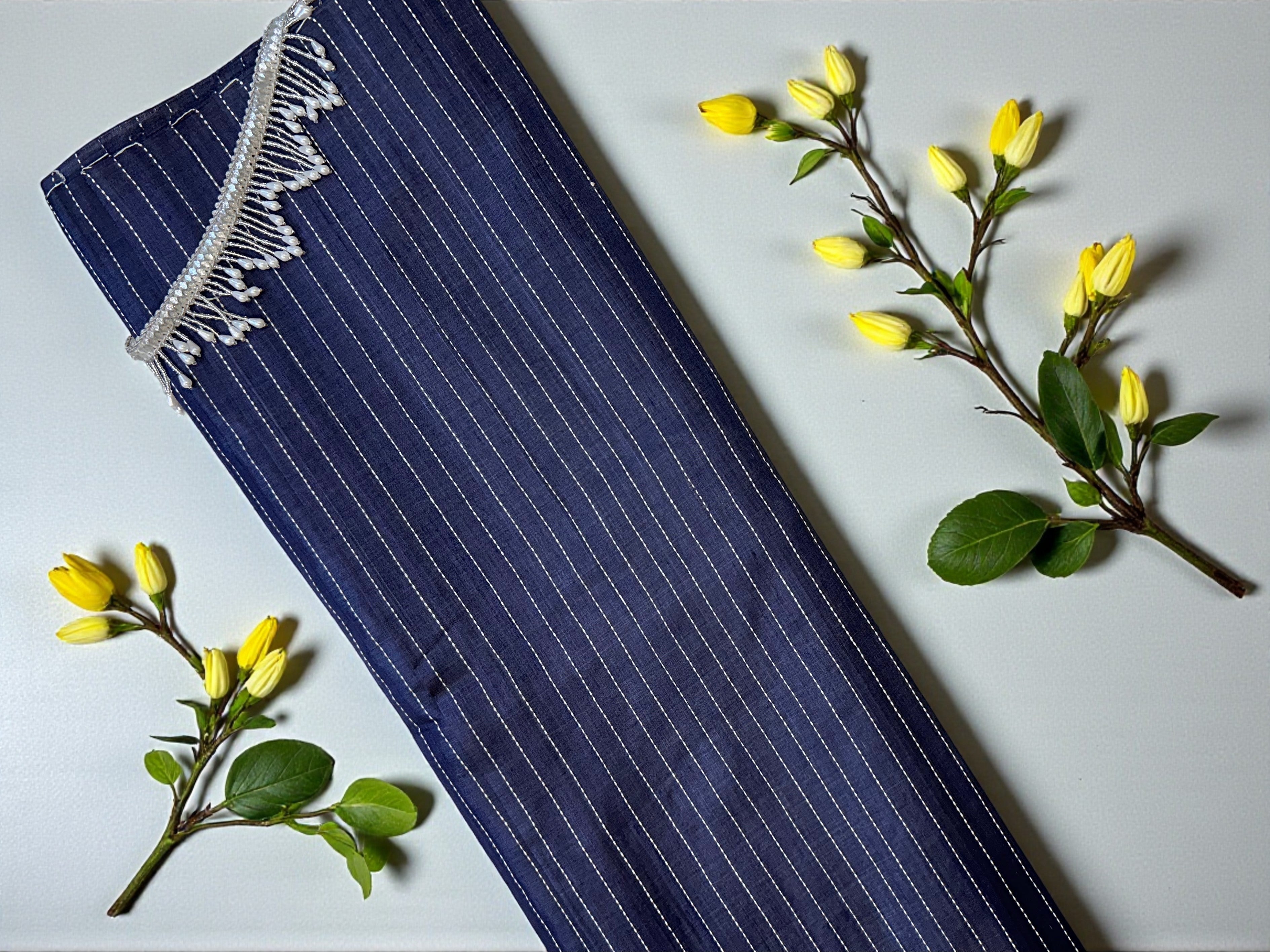 Temple work Indigo Saree