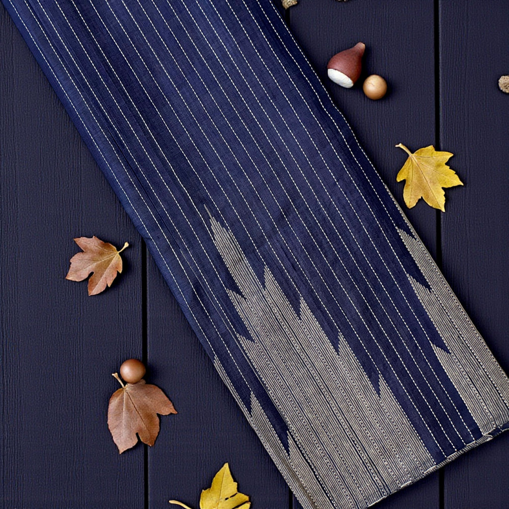 Temple work Indigo Saree