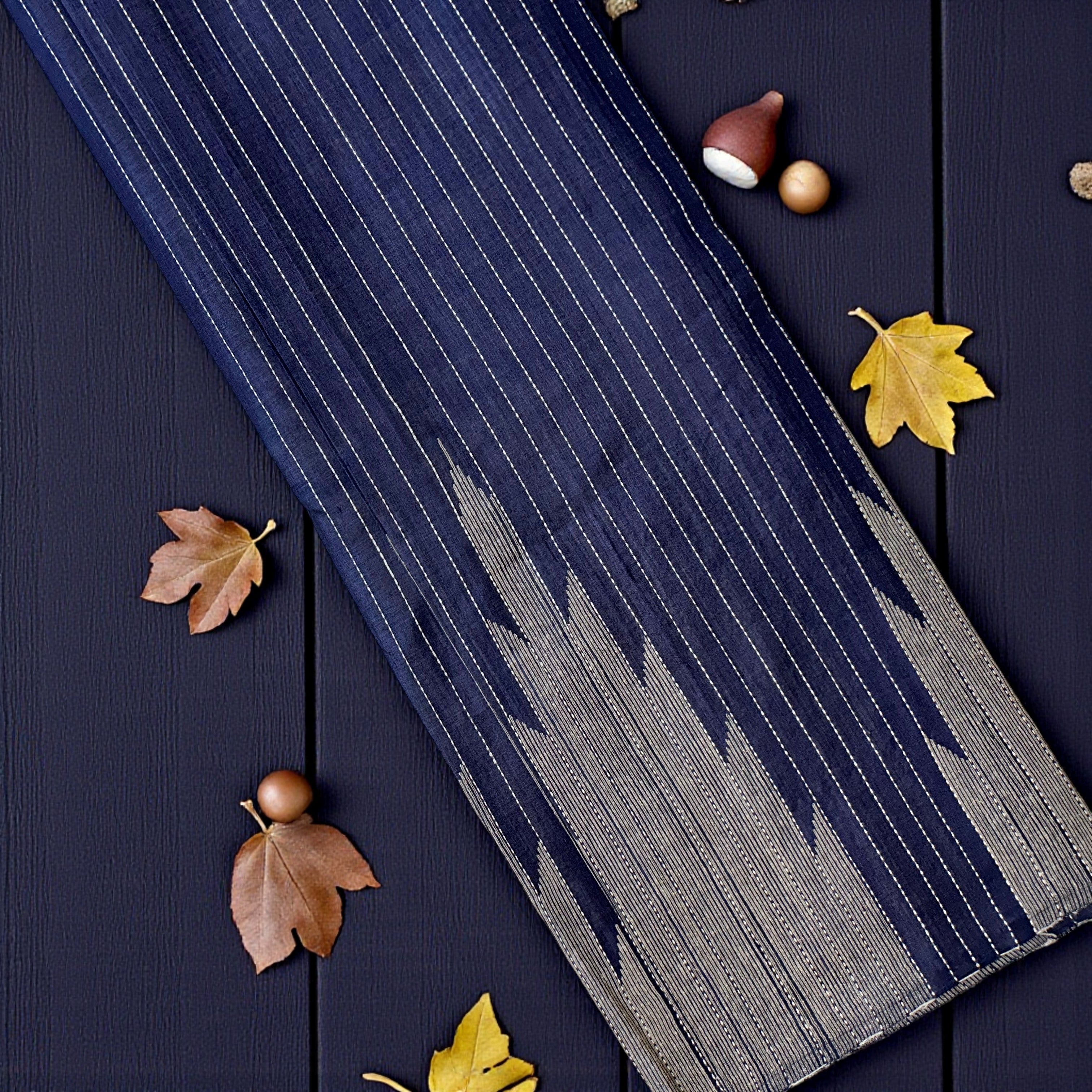 Temple work Indigo Saree