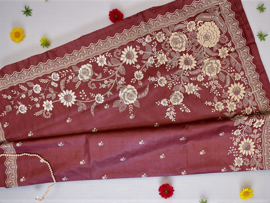 Heavy work Onion pink Saree