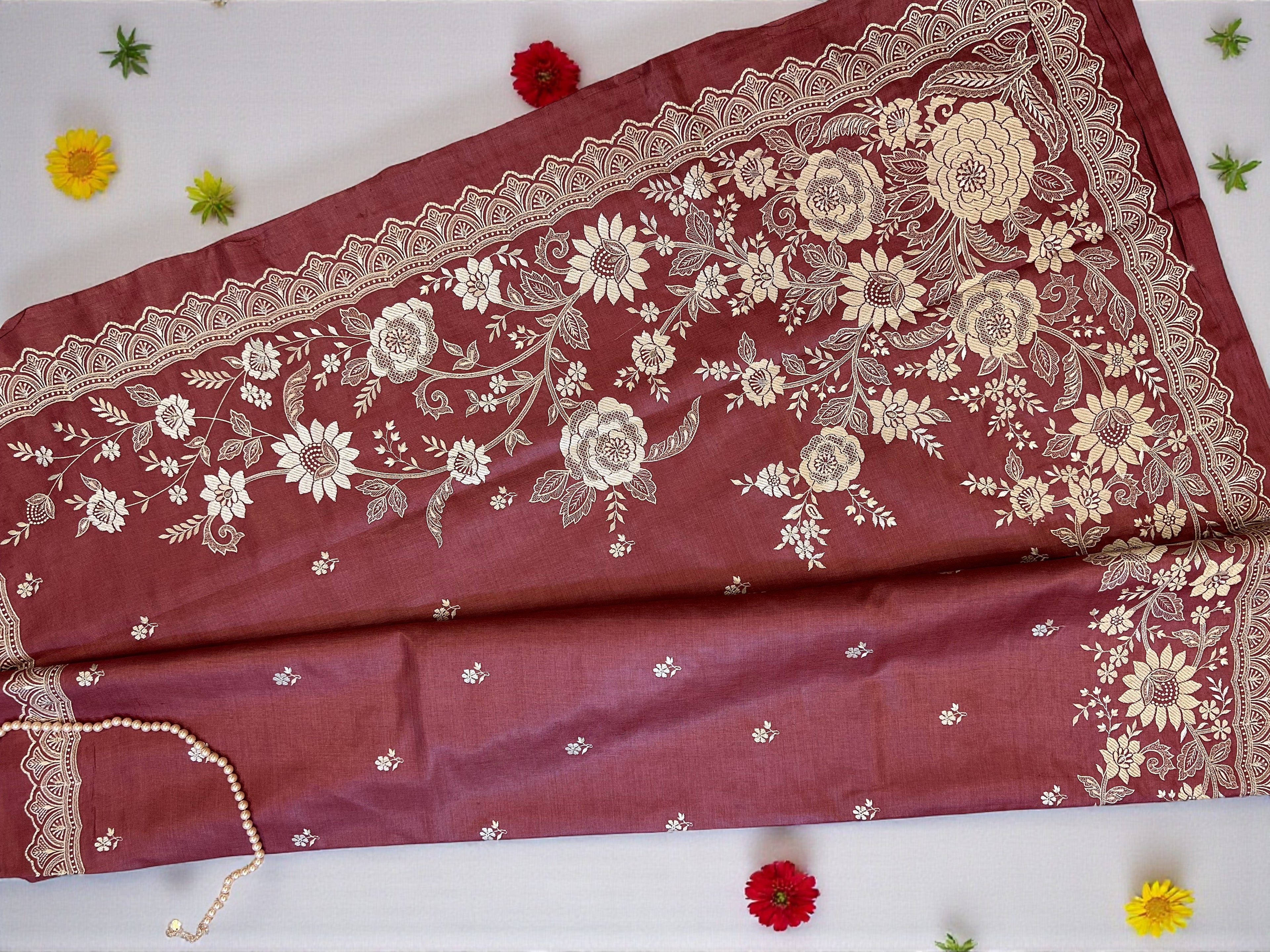 Heavy work Onion pink Saree